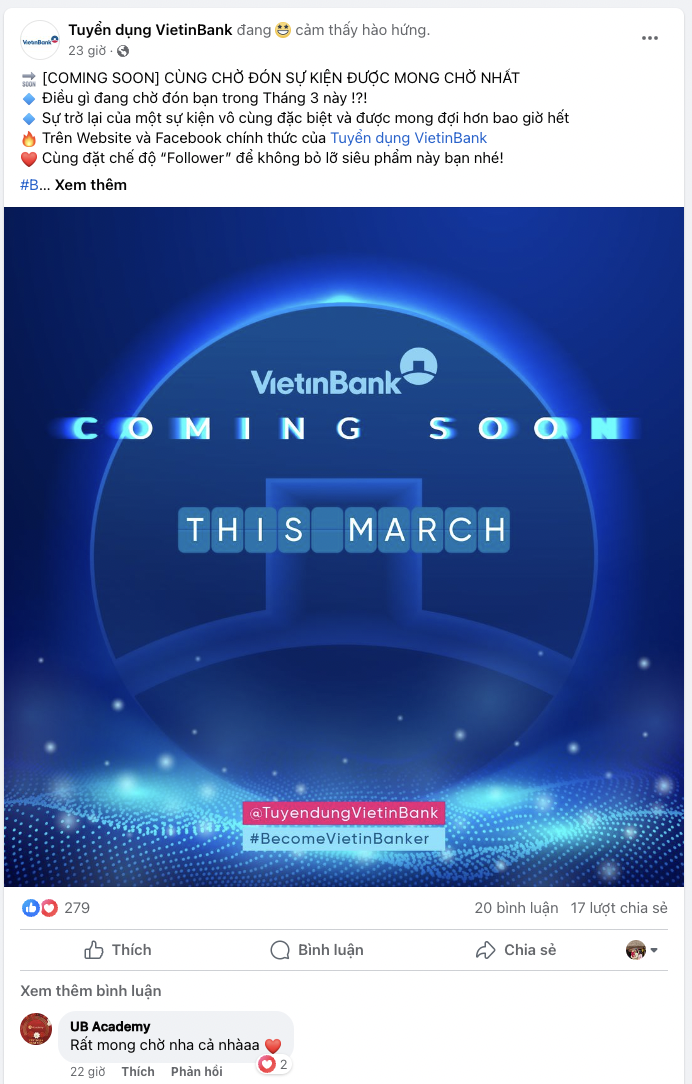 VietinBank thông báo tuyển dụng 2024
