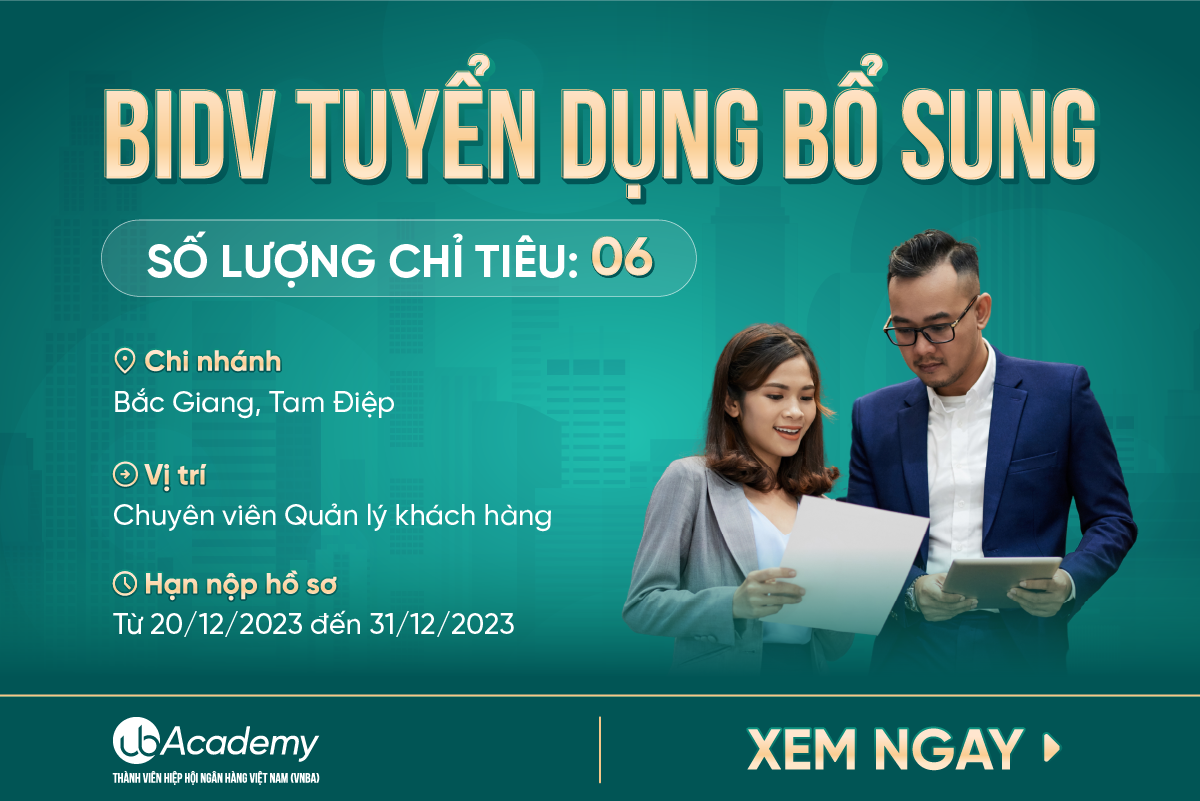 Ngân hàng BIDV tuyển dụng bổ sung năm 2023