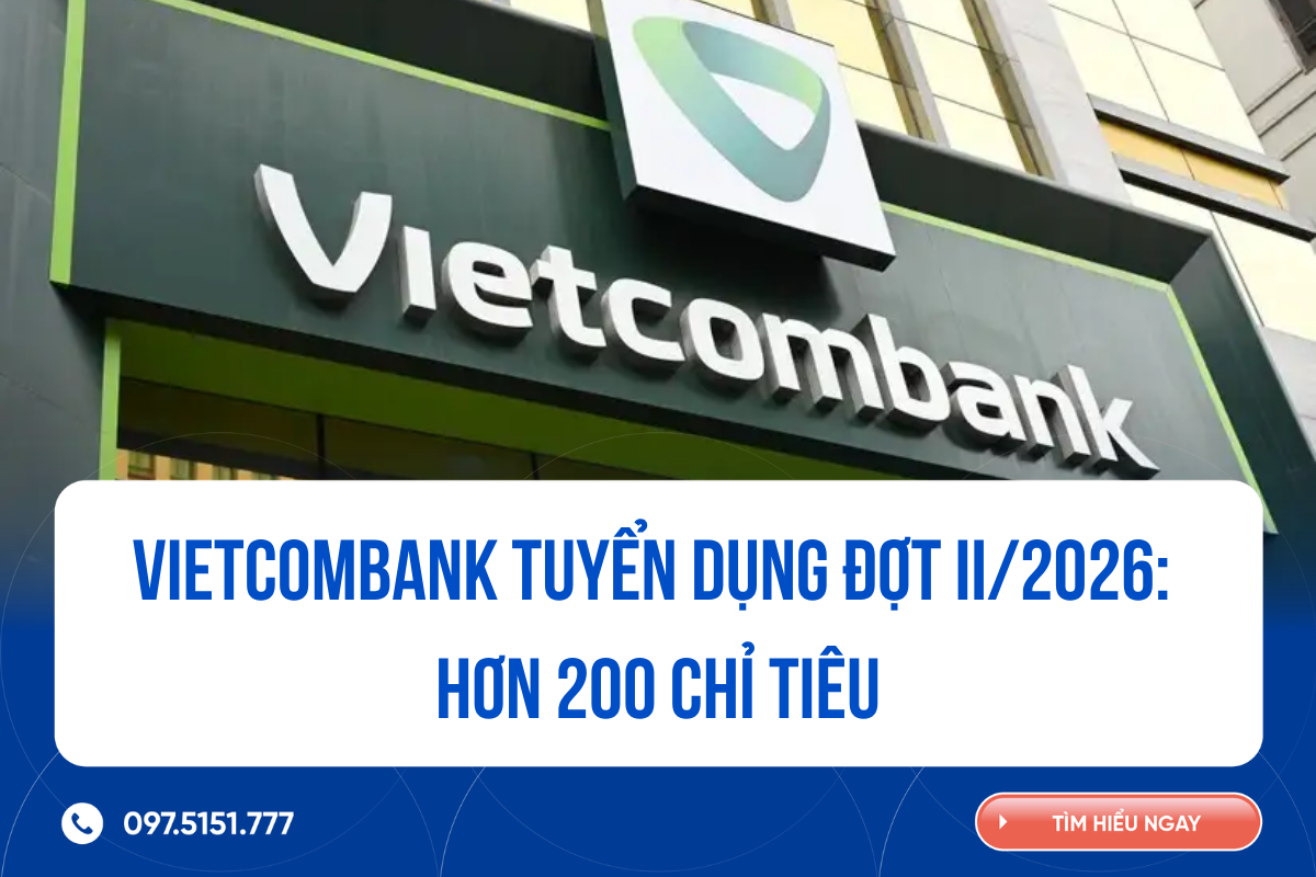 Vietcombank tuyển dụng đợt II/2026: Hơn 200 chỉ tiêu