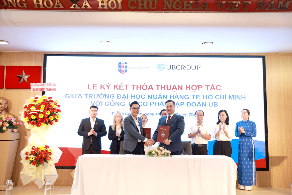 LỄ KÝ KẾT THỎA THUẬN HỢP TÁC PHÁT TRIỂN NGUỒN NHÂN LỰC GIỮA UB GROUP VÀ TRƯỜNG ĐẠI HỌC NGÂN HÀNG TP. HỒ CHÍ MINH