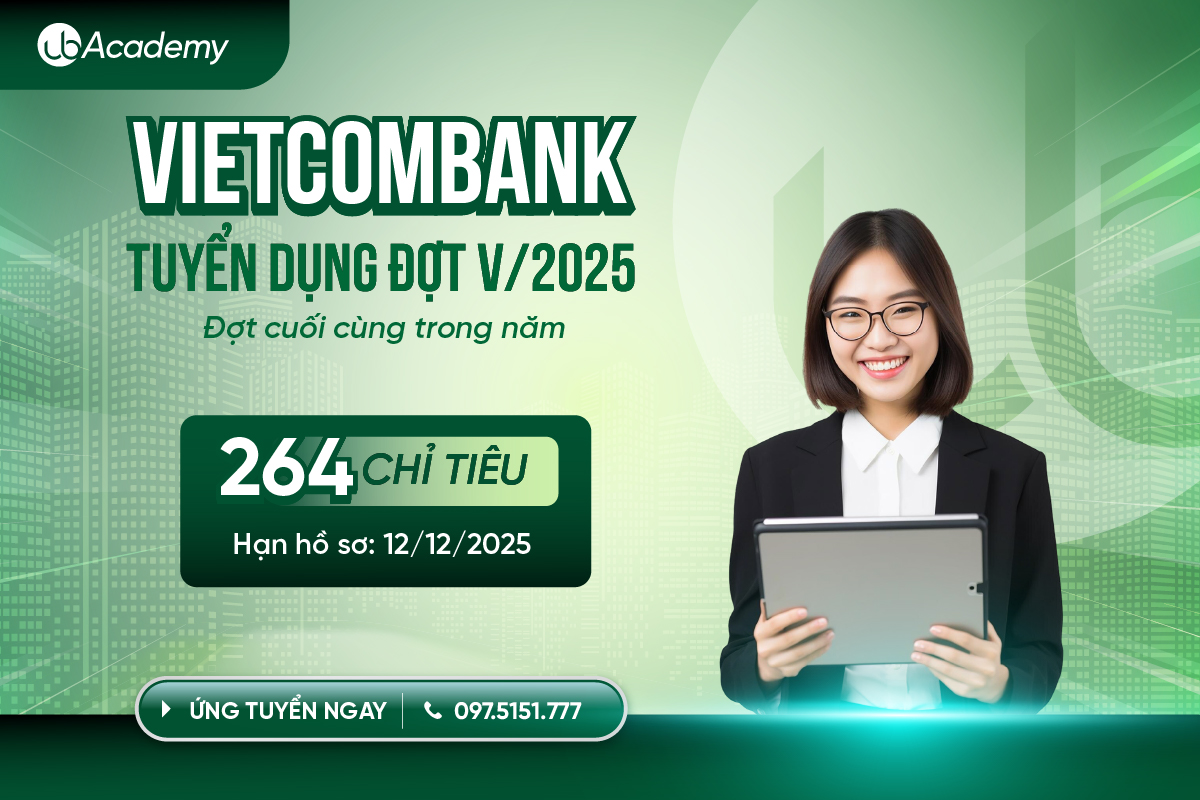 Vietcombank tuyển dụng 264 chỉ tiêu đợt V/2025 