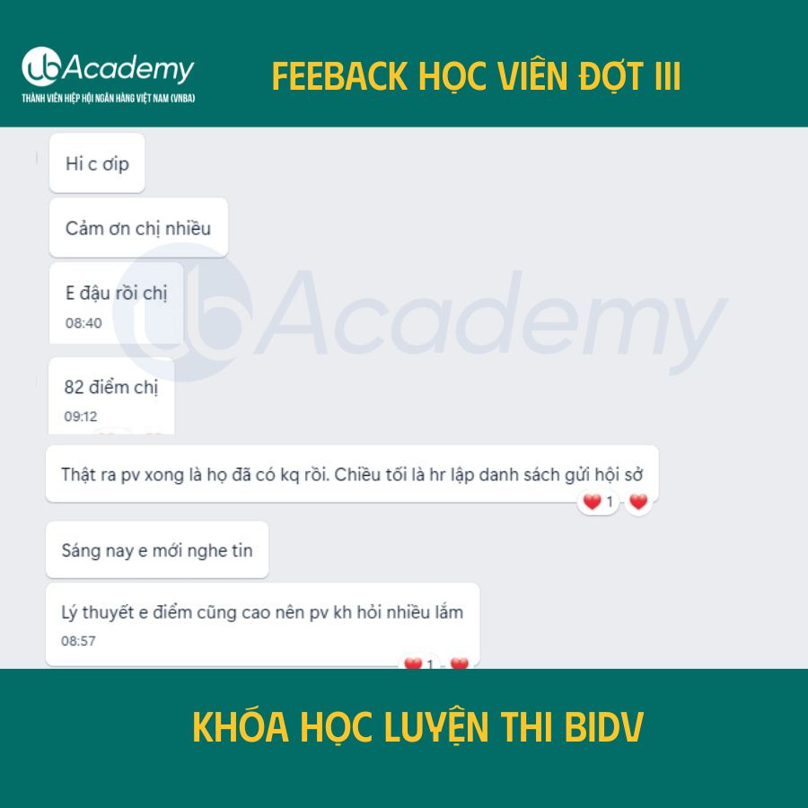 Học viên UB báo đỗ BIDV đợt III