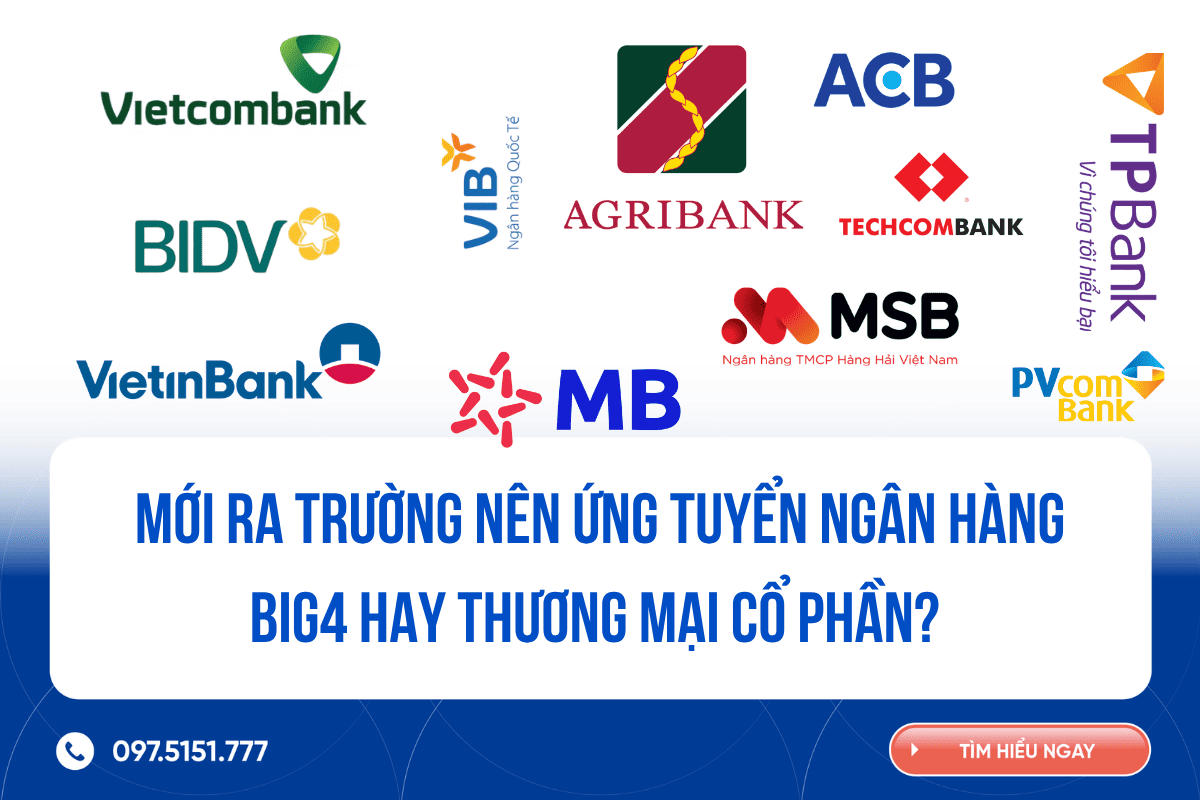 Mới ra trường nên ứng tuyển ngân hàng Big4 hay Thương mại cổ phần? 
